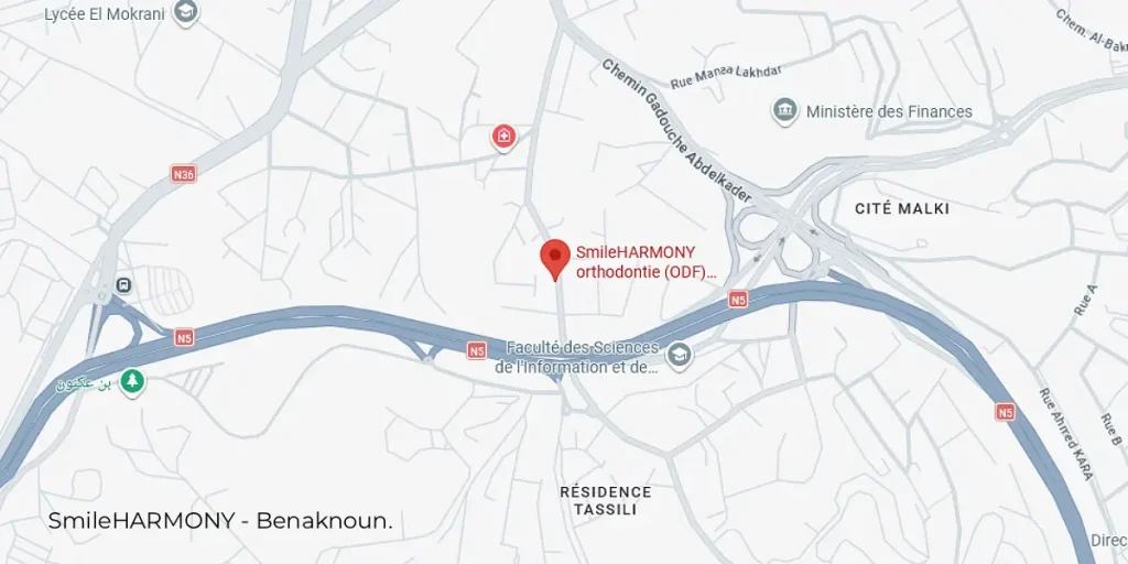 position de la clinique SmileHARMONY sur la carte